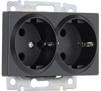 Розетка Smartbuy двойная с заземлением черная "Нептун" SBE-05b-16-S2-Z