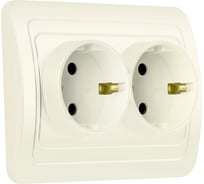 Розетка Smartbuy 2-местная с заземлением 16А бежевая, керамика "Марс" SBE-02i-16-S2-Z-c