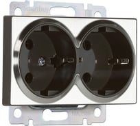 Розетка Smartbuy двойная с заземлением серый никель "Нептун" SBE-05gn-16-S2-Z