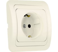 Розетка Smartbuy 1-местная с заземлением 16А бежевая, керамика "Марс" SBE-02i-16-S1-Z-c