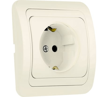 Розетка Smartbuy 1-местная с заземлением 16А бежевая, керамика "Марс" SBE-02i-16-S1-Z-c