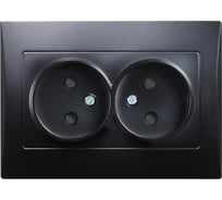 Розетка Smartbuy двойная без заземления 10A черная "Вега" SBE-08b-10-S2-N
