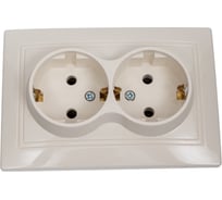 Розетка Smartbuy 2-местная с заземлением 16А бежевая "Венера" SBE-01i-16-S2-Z-c