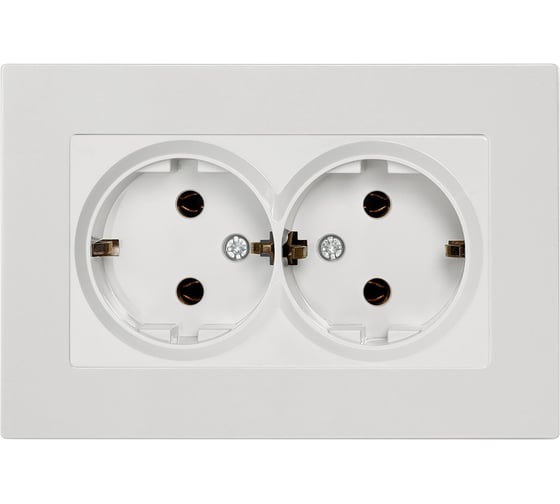 Розетка Smartbuy двойная с заземлением белая "Нептун" SBE-05w-16-S2-Z