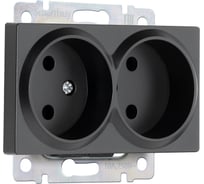 Розетка Smartbuy двойная без заземления черная "Нептун" SBE-05b-10-S2-N