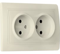 Розетка Smartbuy 2-местная без заземления 10А бежевая "Венера" SBE-01i-10-S2-N-c