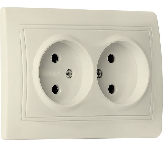 Розетка Smartbuy 2-местная без заземления 10А бежевая "Венера" SBE-01i-10-S2-N-c