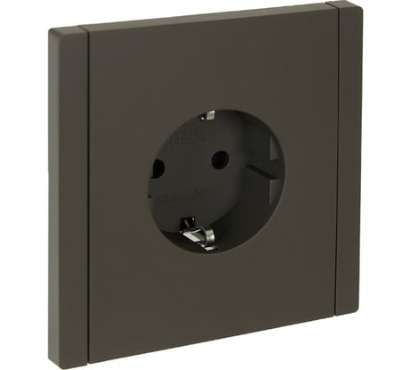 Розетка IEK FORTEPIANO с заземлением, без защитных шторок, винтовое крепление, 16А FP316 серый FP-R11-16-K03