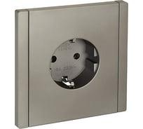 Розетка IEK FORTEPIANO с заземлением, без защитных шторок, безвинтовое крепление, 16А FP514 сталь FP-R11-16-1-K46