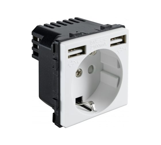 Розетка Sibling в рамку с USB-портами белая (47x47мм) 00-01018378