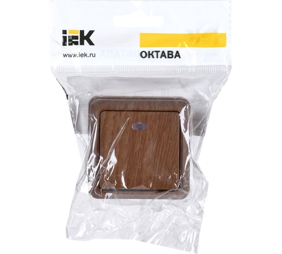 Выключатель 1-клавишный IEK ОП Октава 10А IP20 ВС20-1-1-ОД с индикацией дуб EVO11-K04-10-DC
