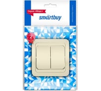 Выключатель 2-клавишный Smartbuy 10А бежевый, керамика "Марс" SBE-02i-10-SW2-0-c