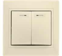 Выключатель 2-клавишный Smartbuy с индикатором 10А бежевый, керамика "Венера" SBE-01i-10-SW2-1-c