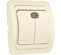 Выключатель 2-клавишный Smartbuy с индикатором 10А бежевый, керамика "Марс" SBE-02i-10-SW2-1-c