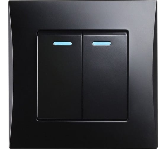 Выключатель 2-клавишный Smartbuy с индикатором 10А черный "Вега" SBE-08b-10-SW2-1
