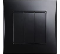Выключатель 3-клавишный Smartbuy 10А черный "Вега" SBE-08b-10-SW3-0
