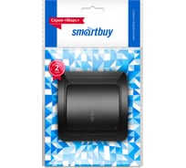 Выключатель проходной Smartbuy 1-клавишный 10А черный, керамика "Марс" SBE-02b-10-SW12-0-c