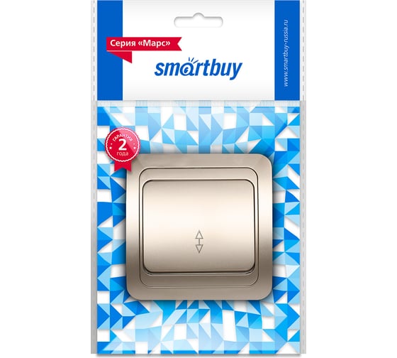 Выключатель проходной Smartbuy 1-клавишный 10А шампань, керамика "Марс" SBE-02c-10-SW12-0-c