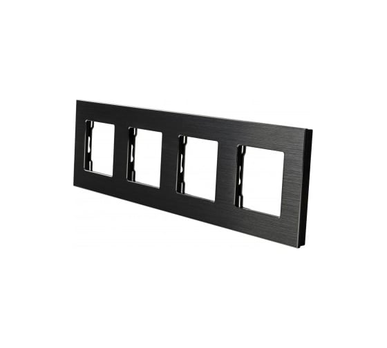 Рамка алюминиевая Sibling 4 поста черная (299x86мм) 00-01018368