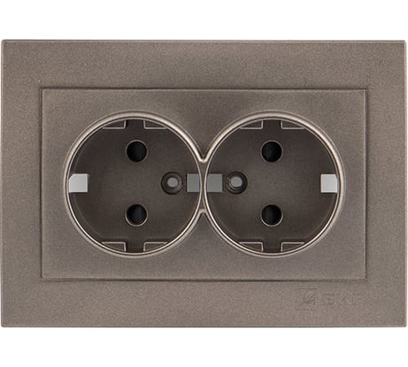 Лицевая панель 2-местной розетки EKF PROxima Валенсия, с заземлением, 16А, графит, с защитными шторками ESR16-L-128-60