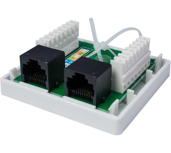 Компьютерная розетка SUPRLAN 8P8C (RJ-45), UTP, Cat.5e, 2 порта (DIY) 10-0309-1