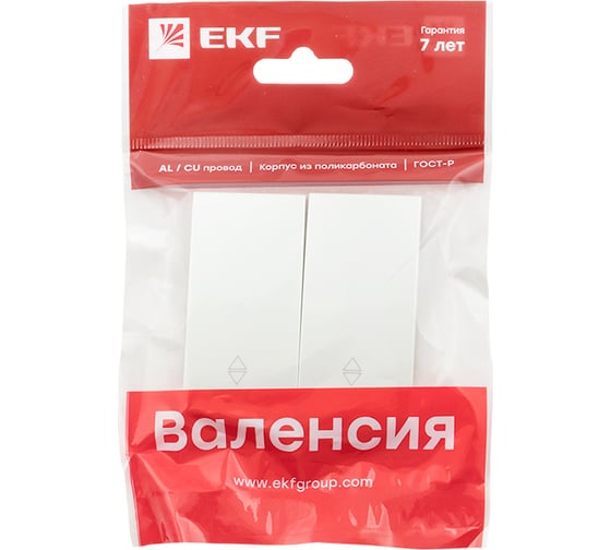 Лицевая панель 2-клавишного проходного выключателя EKF PROxima Валенсия, 10А, жемчуг ESV10-L-027-50