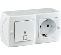 Проходной выключатель 1 клавишный + розетка с/з MONO ELECTRIC Octans Белый 104-010101-186