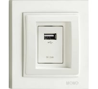 Розетка c USB зарядкой MONO ELECTRIC Despina Серебро 102-212105-177