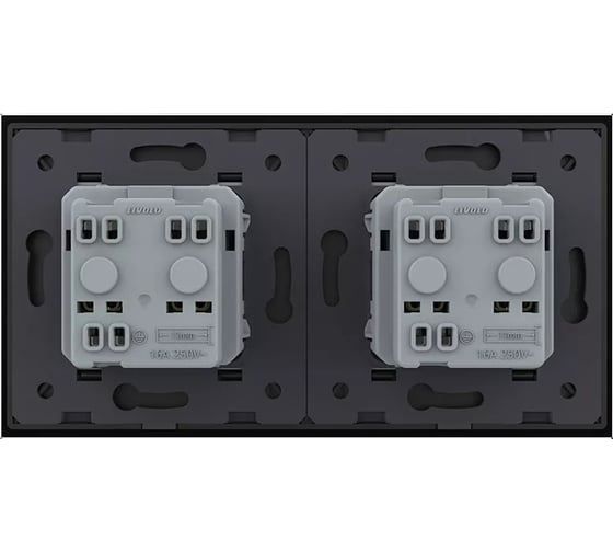 Розетка электрическая LIVOLO 16A, 2 поста, цвет черный VL-C7C2EU-12