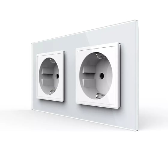 Розетка электрическая LIVOLO 16A, 2 поста, цвет белый VL-C7C2EU-11