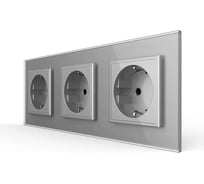 Розетка электрическая LIVOLO 16A, 3 поста, цвет серый VL-C7C3EU-15