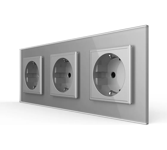 Розетка электрическая LIVOLO 16A, 3 поста, цвет серый VL-C7C3EU-15