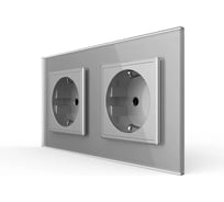 Розетка электрическая LIVOLO 16A, 2 поста, цвет серый VL-C7C2EU-15