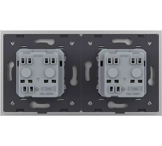 Розетка электрическая LIVOLO 16A, 2 поста, цвет серый VL-C7C2EU-15