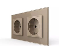 Розетка электрическая LIVOLO 16A, 2 поста, цвет золотой VL-C7C2EU-13