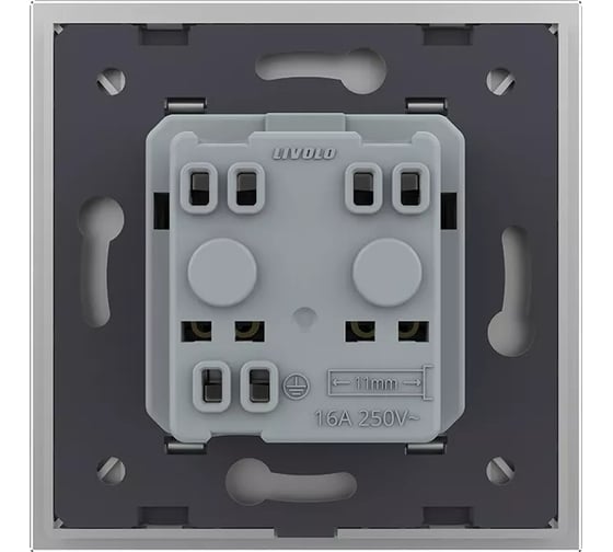 Розетка электрическая LIVOLO 16A, 1 пост, цвет серый VL-C7C1EU-15