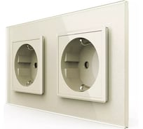 Розетка электрическая LIVOLO 16A, 2 поста, цвет жемчужный VL-C7C2EU-14