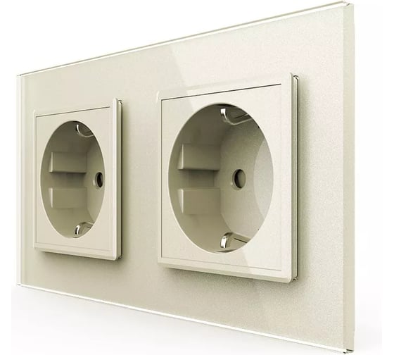 Розетка электрическая LIVOLO 16A, 2 поста, цвет жемчужный VL-C7C2EU-14