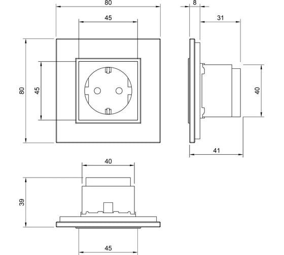 Розетка электрическая LIVOLO 16A, 1 пост, цвет черный VL-C7C1EU-12