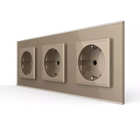 Розетка электрическая LIVOLO 16A, 3 поста, цвет золотой VL-C7C3EU-13