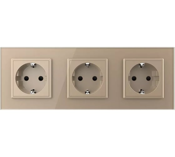 Розетка электрическая LIVOLO 16A, 3 поста, цвет золотой VL-C7C3EU-13