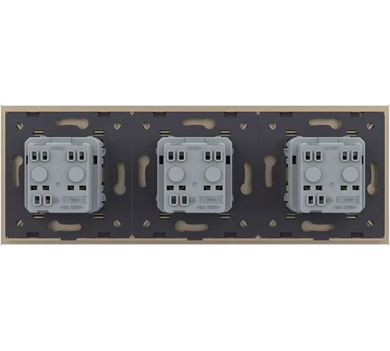 Розетка электрическая LIVOLO 16A, 3 поста, цвет золотой VL-C7C3EU-13