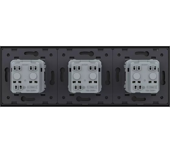 Розетка электрическая LIVOLO 16A, 3 поста, цвет черный VL-C7C3EU-12