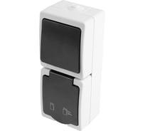 Блок вертикальный STEKKER: розетка 1-местная с/з + выключатель 1-клавишный, PST16-11-54/10-111-54, серый/графит, 49725