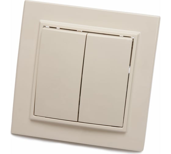 Выключатель STEKKER 2-клавишный, 220V, 10А, серия Эрна, слоновая кость, PSW10-9004-02 39231 1