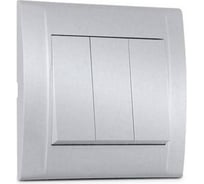 Выключатель MAKEL 3-клавишный СП Defne 10А IP20 дымчатый металлик 42050091