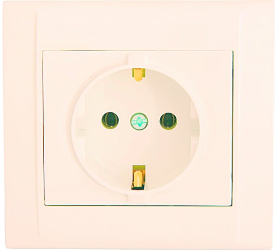 Розетка MAKEL 1-м СП Defne 16А IP20 с/з кремовый 42010028 1