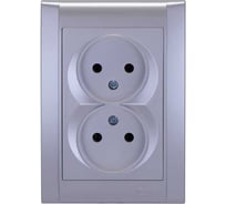 Розетка MAKEL 2-м СП Defne 10А IP20 б/з серебристый 42065017