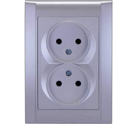 Розетка MAKEL 2-м СП Defne 10А IP20 б/з серебристый 42065017