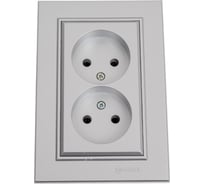 Розетка MAKEL 2-м СП Karea 10А IP20 б/з серебристый 56065017